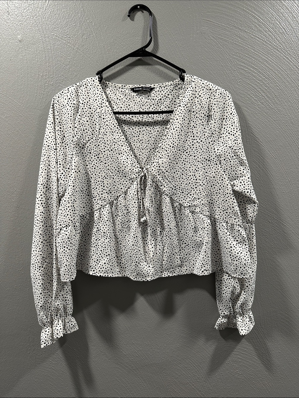 SHEIN White Blouse with Black Polka Dots